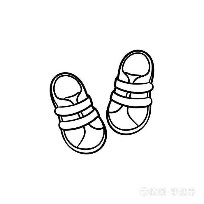 婴儿鞋手绘轮廓涂鸦图标