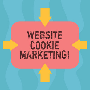 概念手写显示网站 cookie 营销。展示网页用户在指向内的矩形形状四面上的信息和见解的商业照片