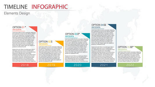 矢量抽象元素时间线信息图形5步。设计为业务，财务模板布局，宣传册，工作流程，信息，展示等..信息图表时间表。抽象3D向量..