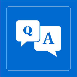 A sign symbol. Speech bubbles with question and answer.