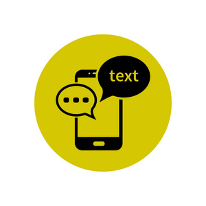 移动聊天图标。手机代表网络聊天和对话。