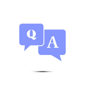 A sign symbol. Speech bubbles with question and answer.