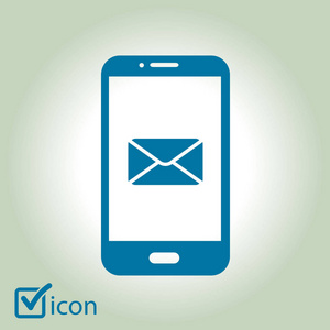 智能手机电子邮件或短信图标。 移动邮件标志辛波。