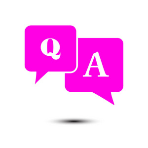 A sign symbol. Speech bubbles with question and answer.