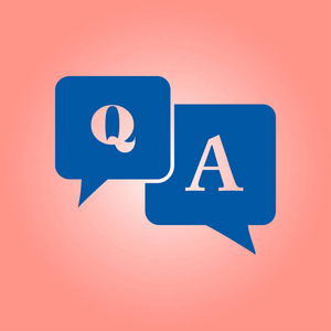 A sign symbol. Speech bubbles with question and answer.