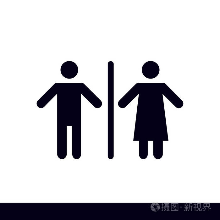 wc标志图标. 厕所符号. 男女厕所. 平面设计. 红色和白色.