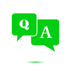 A sign symbol. Speech bubbles with question and answer.