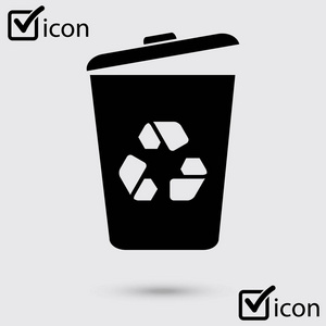 垃圾桶图标。删除，移动到Trash，清除磁盘空间。矢量图