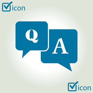 A sign symbol. Speech bubbles with question and answer.