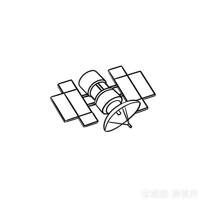 人造卫星手绘轮廓涂鸦图标插画-正版商用图片17pbgp