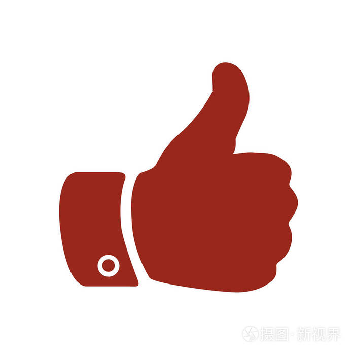 手指向上标志 拇指向上的符号 平面设计风格.