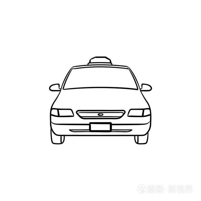 的士手画轮廓涂鸦图标