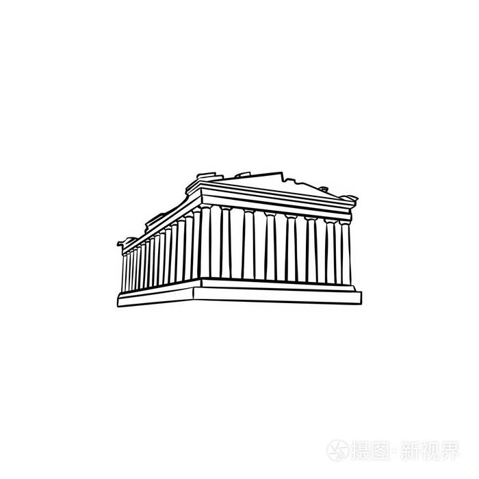 雅典卫城在雅典手绘轮廓涂鸦图标