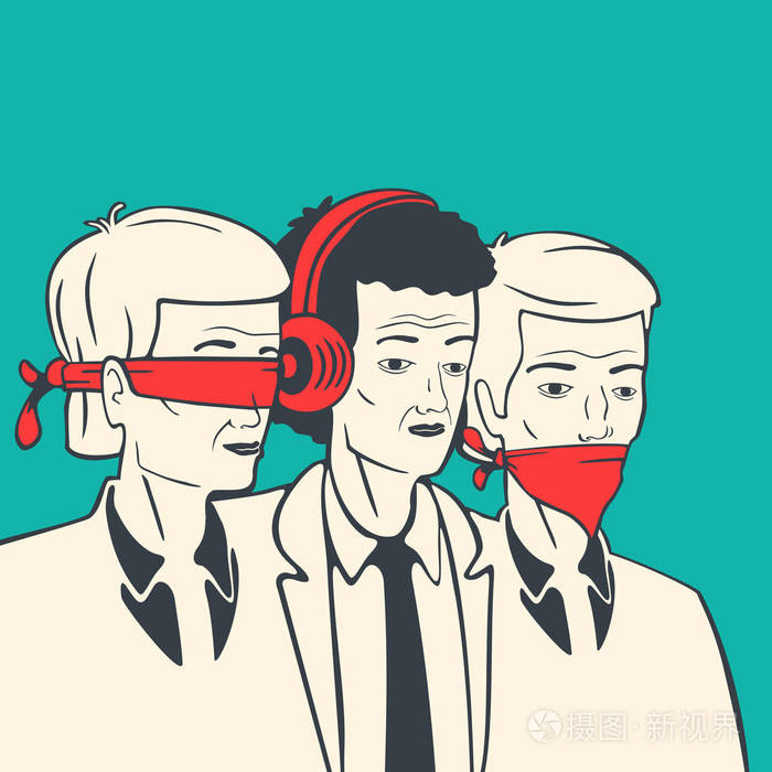 矢量插图概念哑巴聋哑人盲人