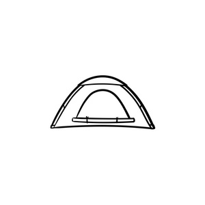 露营帐篷手画轮廓涂鸦图标