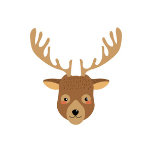 可爱的麋鹿头野生动物插图