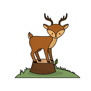 可爱的鹿动物博莱木树矢量插图