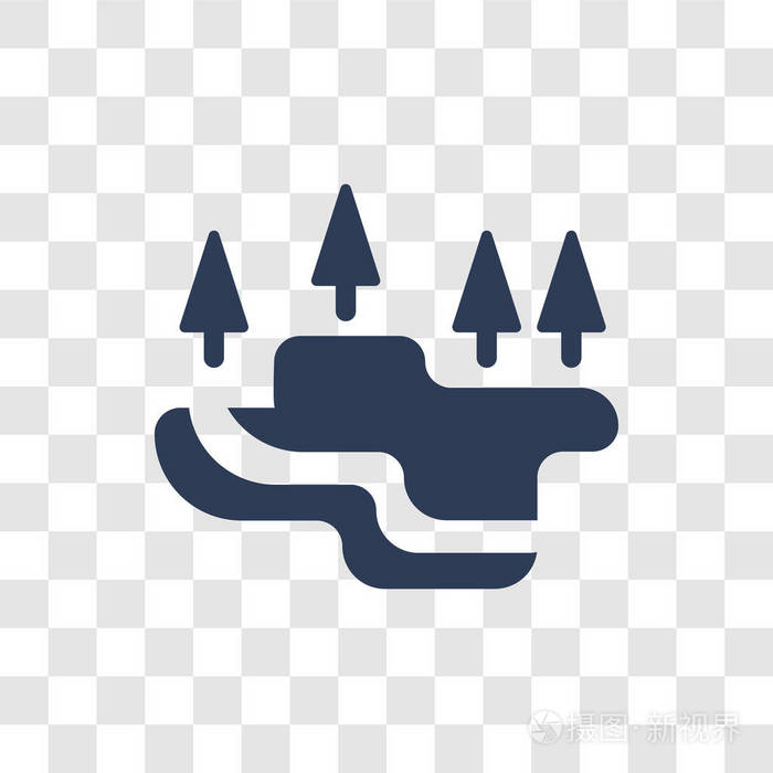 湖泊图标. 时尚湖泊标志概念透明背景露营收集