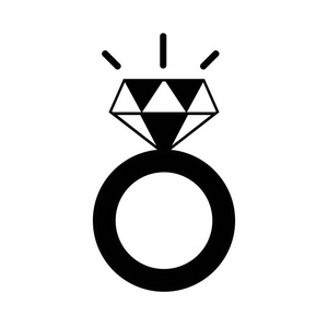 等高线美容结婚戒指钻石设计矢量插图
