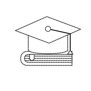 虚线形状帽毕业关闭书矢量插图