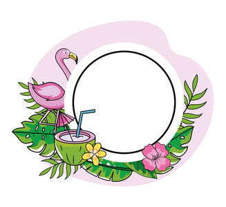 圆徽，有佛兰芒和椰子，花矢状图