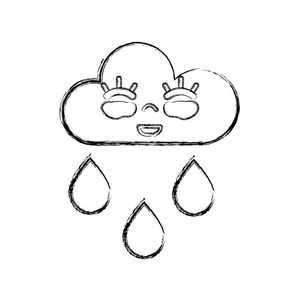 图卡瓦伊很高兴云雨矢量图
