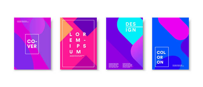 封面设计模板集与现代抽象几何彩色线条渐变风格背景装饰展示小册子目录海报书籍杂志