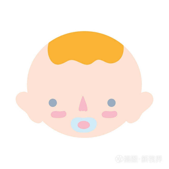 婴儿头带奶嘴和发型矢量图