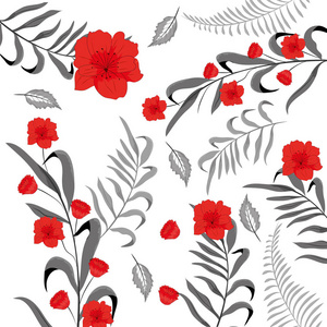 红色和白色花型背景矢量插图图形符号