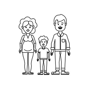 图形夫妇与他们的儿子图标矢量插图设计图像