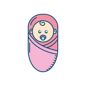 可爱的婴儿奶嘴设计和毛毯矢量插图