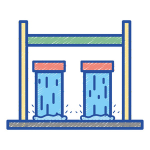 贮水池及生态保育矢量图图片