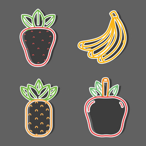 设置美味和新鲜的水果食品矢量插图