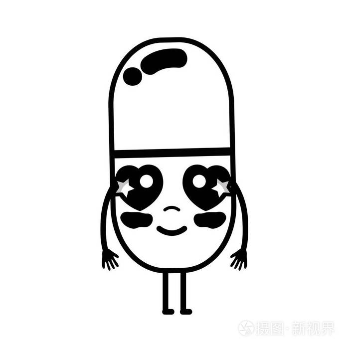 等高线kawaii可爱快乐药丸药物插图