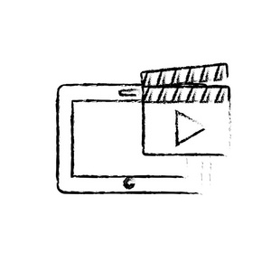 图形平板技术与剪贴板视频图标矢量插图