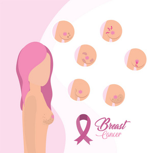 乳腺癌治疗及粉红色带矢量图