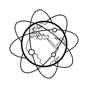 地球静止轨道周围地球行星矢量图