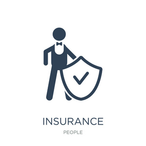 保险保护图标矢量白色背景保险保护时尚填充图标从人们收集。
