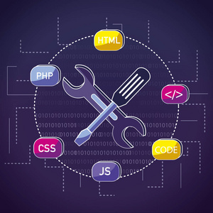 用扳手和螺丝刀进行程序编码，用代码矢量图进行图形设计