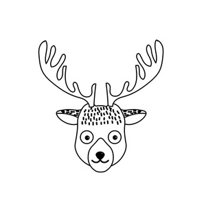 可爱的麋鹿头野生动物矢量插图