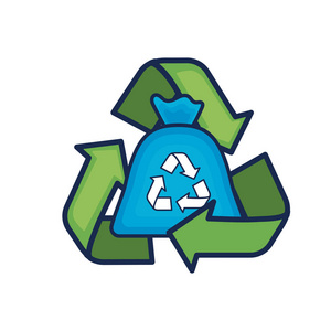 包回收与环境保护符号围绕矢量插图