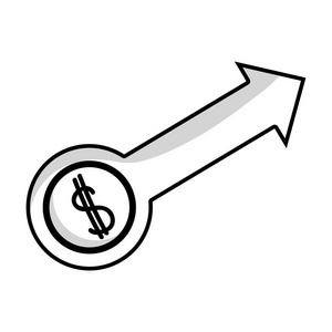 线业务箭头与硬币业务战略矢量插图