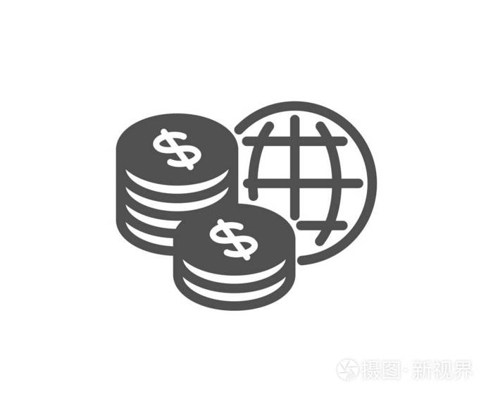 世界货币图标. 全球市场标志. 互联网支付符号. 质量设计要素.