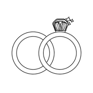 点缀形状结婚戒指象征爱情矢量插图