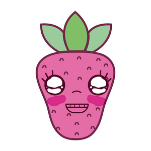 可爱的快乐草莓水果矢量插图