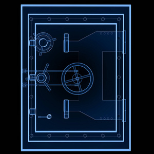 3渲染x射线金属库安全或钢安全隔离在黑色