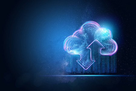 创意背景云蓝背景全息图的图像。 云技术的概念云存储新一代网络。 混合媒体。