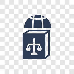 国际法图标。 符合潮流的国际法标志概念，透明背景，从法律和司法收集