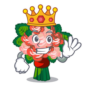 国王花束放置玻璃卡通矢量插图