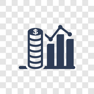 预算图图标。趋势预算图标志概念透明背景从加密经济和金融收集